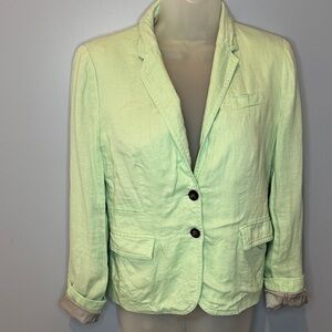 J Crew Linen Mint Green Women's Blazer Jacket 2